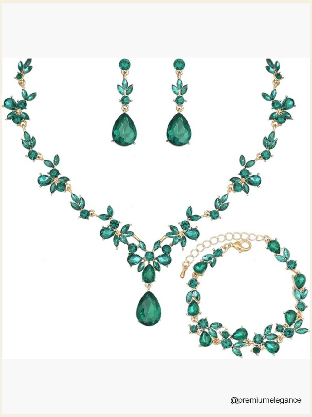 Wedding Jewelry Set - Floral Necklace Earrings Bracelet Set Bridal Crystal Prom